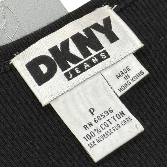 Women’s Vintage DKNY dress tank top styled cotton black ribbed 1990s - Picture 2 of 7